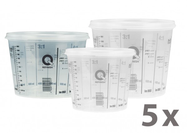 Mischbecher & Deckel - 750 ml, 5er Pack