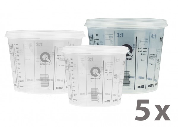 Mischbecher & Deckel - 1,4 Liter, 5er Pack